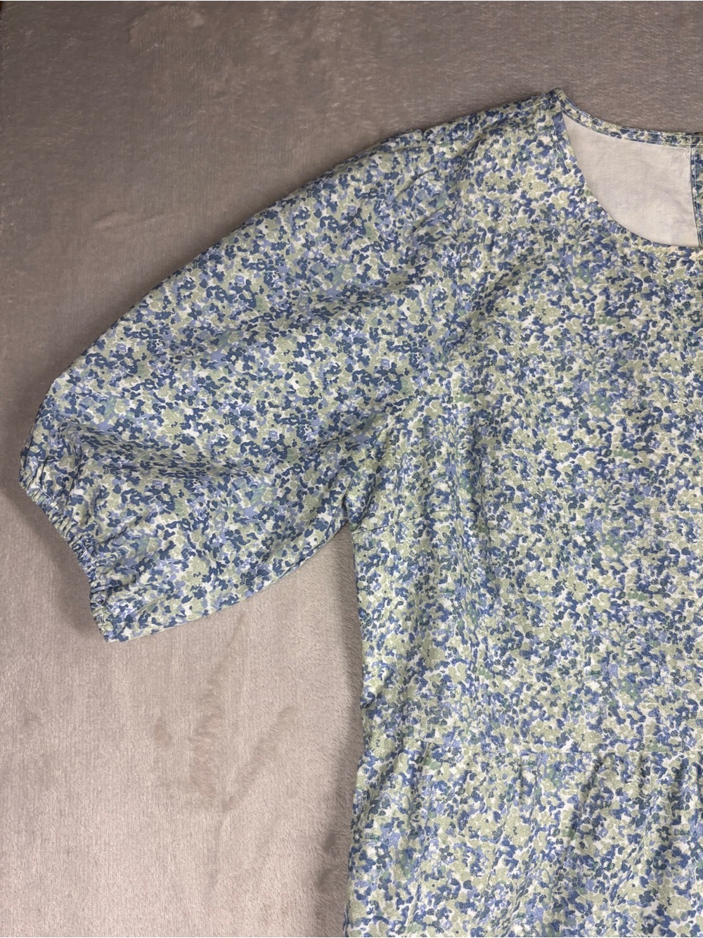 Abercrombie & Fitch Floral Short Puff Sleeve Green Blue White Mini Dress Small - Picture 2 of 16